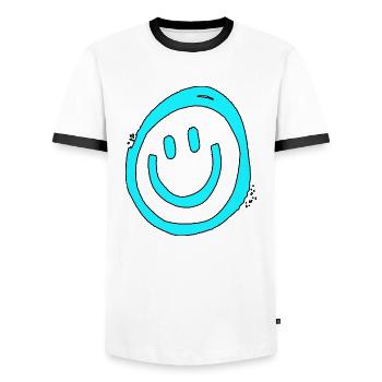 Lachen Lustig gute Laune grinsen gucken love - Männer Kontrast-T-Shirt - Weiß/Schwarz - Vorne - AI Model Female 172 light (172cm) & AI Model Male 178 dark (178cm)