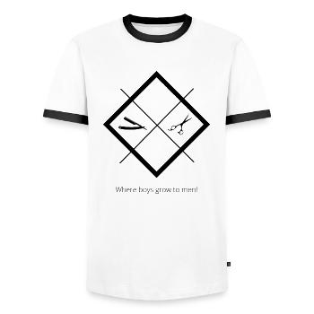 BoysGrow2Men - Männer Kontrast-T-Shirt - Weiß/Schwarz - Vorne - AI Model Female 172 light (172cm) & AI Model Male 178 dark (178cm)