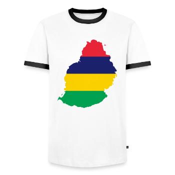 Mauritius - Men's Ringer Shirt - white/black - Front - AI Model Female 172 light (172cm) & AI Model Male 178 dark (178cm)