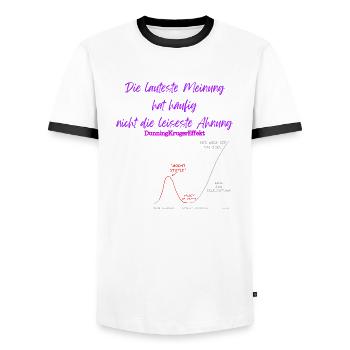 Dunning Kruger Effekt - Männer Kontrast-T-Shirt - Weiß/Schwarz - Vorne - AI Model Female 172 light (172cm) & AI Model Male 178 dark (178cm)