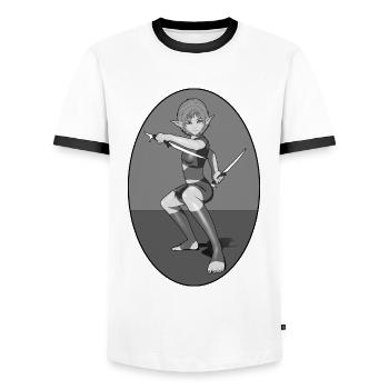Femme elfique prête au combat - T-shirt contrasté Homme - blanc/noir - Devant - AI Model Female 172 light (172cm) & AI Model Male 178 dark (178cm)
