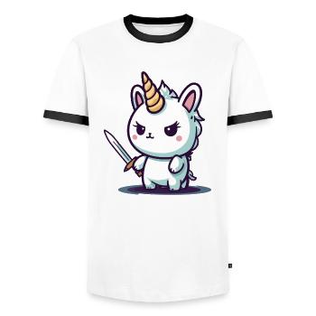 Unicorn bad ass - Men's Ringer Shirt - white/black - Front - AI Model Female 172 light (172cm) & AI Model Male 178 dark (178cm)