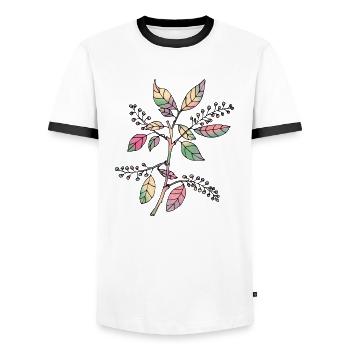Liste - Männer Kontrast-T-Shirt - Weiß/Schwarz - Vorne - AI Model Female 172 light (172cm) & AI Model Male 178 dark (178cm)