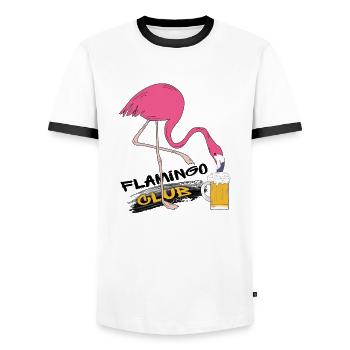 Flamingo Club - Männer Kontrast-T-Shirt - Weiß/Schwarz - Vorne - AI Model Female 172 light (172cm) & AI Model Male 178 dark (178cm)