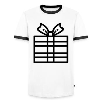 Kleine Geschenkbox - Männer Kontrast-T-Shirt - Weiß/Schwarz - Vorne - AI Model Female 172 light (172cm) & AI Model Male 178 dark (178cm)