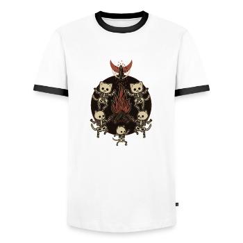 Das Ritual der toten Katzen - Männer Kontrast-T-Shirt - Weiß/Schwarz - Vorne - AI Model Female 172 light (172cm) & AI Model Male 178 dark (178cm)