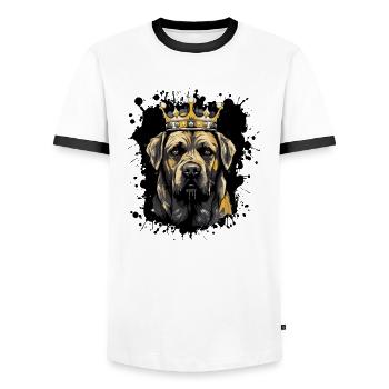 Maltese Dog Animal - Men's Ringer Shirt - white/black - Front - AI Model Female 172 light (172cm) & AI Model Male 178 dark (178cm)