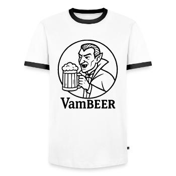 Vambeer - Men's Ringer Shirt - white/black - Front - AI Model Female 172 light (172cm) & AI Model Male 178 dark (178cm)