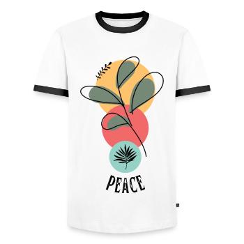 peace with pastel colors - T-shirt contrasté Homme - blanc/noir - Devant - AI Model Female 172 light (172cm) & AI Model Male 178 dark (178cm)