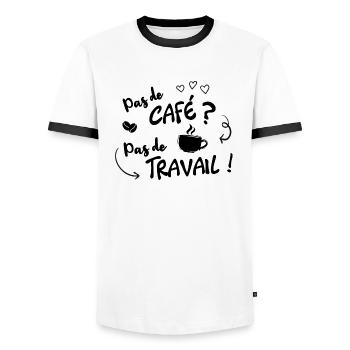 Pas de café ? Pas de travail ! - T-shirt contrasté Homme - blanc/noir - Devant - AI Model Female 172 light (172cm) & AI Model Male 178 dark (178cm)