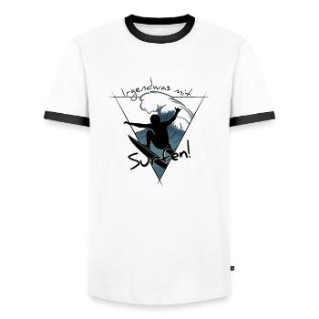 Irgendwas mit Surfen! Welle Aerial Surfer - Männer Kontrast-T-Shirt - Weiß/Schwarz - Vorne - AI Model Female 172 light (172cm) & AI Model Male 178 dark (178cm)