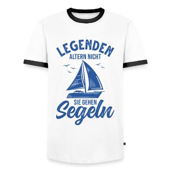Segeln Segelboot Segler Segelsport - Männer Kontrast-T-Shirt - Weiß/Schwarz - Vorne - AI Model Female 172 light (172cm) & AI Model Male 178 dark (178cm)