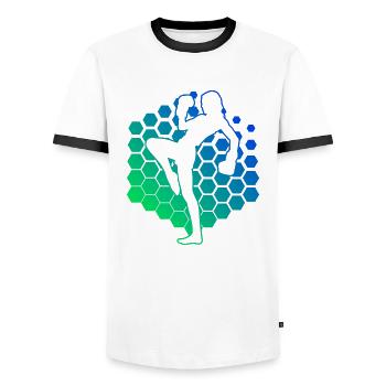 Kickboxing Kickboxing Kickboxer Kickboxer Men - Men's Ringer Shirt - white/black - Front - AI Model Female 172 light (172cm) & AI Model Male 178 dark (178cm)