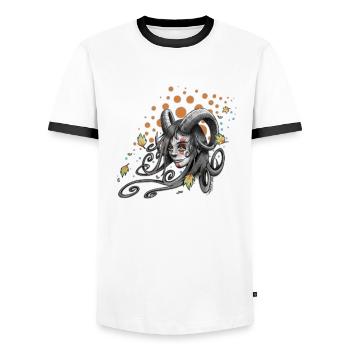 Göttin des Herbstes - Männer Kontrast-T-Shirt - Weiß/Schwarz - Vorne - AI Model Female 172 light (172cm) & AI Model Male 178 dark (178cm)