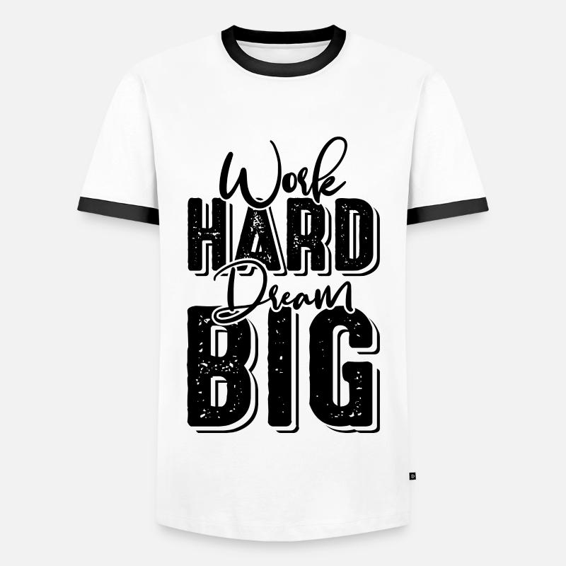 work hard dream - Men's Ringer Shirt - white/black