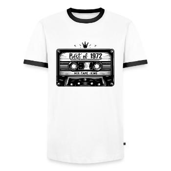 Kassette 1972 Jahrgang 1972 Jahrgang 1972 Geschenke - Männer Kontrast-T-Shirt - Weiß/Schwarz - Vorne - AI Model Female 172 light (172cm) & AI Model Male 178 dark (178cm)