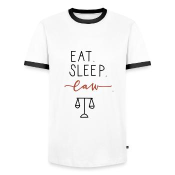 Mangez la loi du sommeil - T-shirt contrasté Homme - blanc/noir - Devant - AI Model Female 172 light (172cm) & AI Model Male 178 dark (178cm)