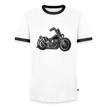 Chopper / Bobber Motorcycle 02 black white - Men's Ringer Shirt - white/black - Front - AI Model Female 172 light (172cm) & AI Model Male 178 dark (178cm)
