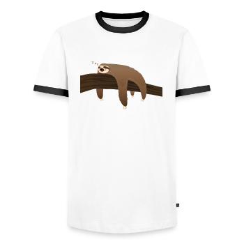 Faultier Relax Chill Nap Schlafen - Männer Kontrast-T-Shirt - Weiß/Schwarz - Vorne - AI Model Female 172 light (172cm) & AI Model Male 178 dark (178cm)
