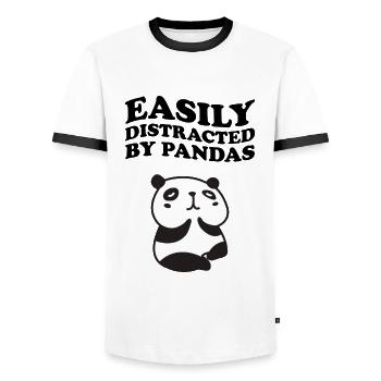 Facilement distrait par les pandas Panda Kawaii Style - T-shirt contrasté Homme - blanc/noir - Devant - AI Model Female 172 light (172cm) & AI Model Male 178 dark (178cm)