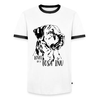 TOSA INU Chien Disant Chiens Disant Chiens - T-shirt contrasté Homme - blanc/noir - Devant - AI Model Female 172 light (172cm) & AI Model Male 178 dark (178cm)