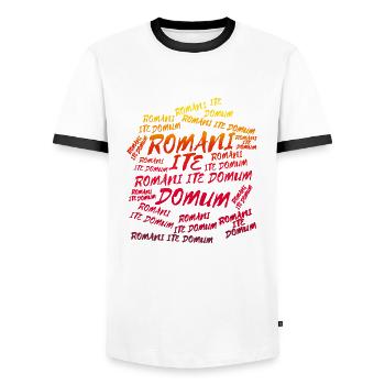 Romani ite domum - rot orange - Männer Kontrast-T-Shirt - Weiß/Schwarz - Vorne - AI Model Female 172 light (172cm) & AI Model Male 178 dark (178cm)