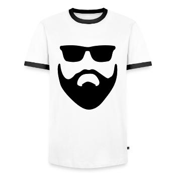MEN - MAN - MACHO - T-shirt TESTOSTÉRONE - T-shirt contrasté Homme - blanc/noir - Devant - AI Model Female 172 light (172cm) & AI Model Male 178 dark (178cm)