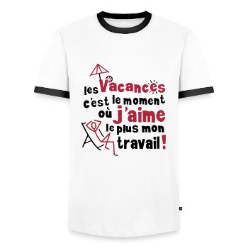 Vacances - T-shirt contrasté Homme - blanc/noir - Devant - AI Model Female 172 light (172cm) & AI Model Male 178 dark (178cm)