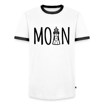 Moin Leuchtturm Norden Hamburg Norddeutschland - Männer Kontrast-T-Shirt - Weiß/Schwarz - Vorne - AI Model Female 172 light (172cm) & AI Model Male 178 dark (178cm)