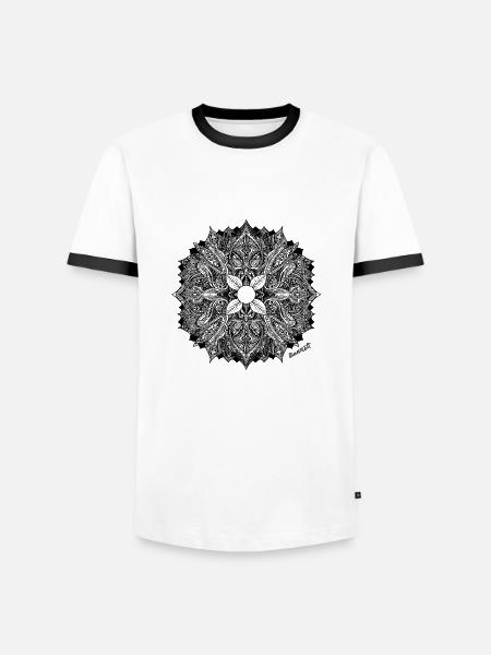 Mandala - Männer Kontrast-T-Shirt - Weiß/Schwarz