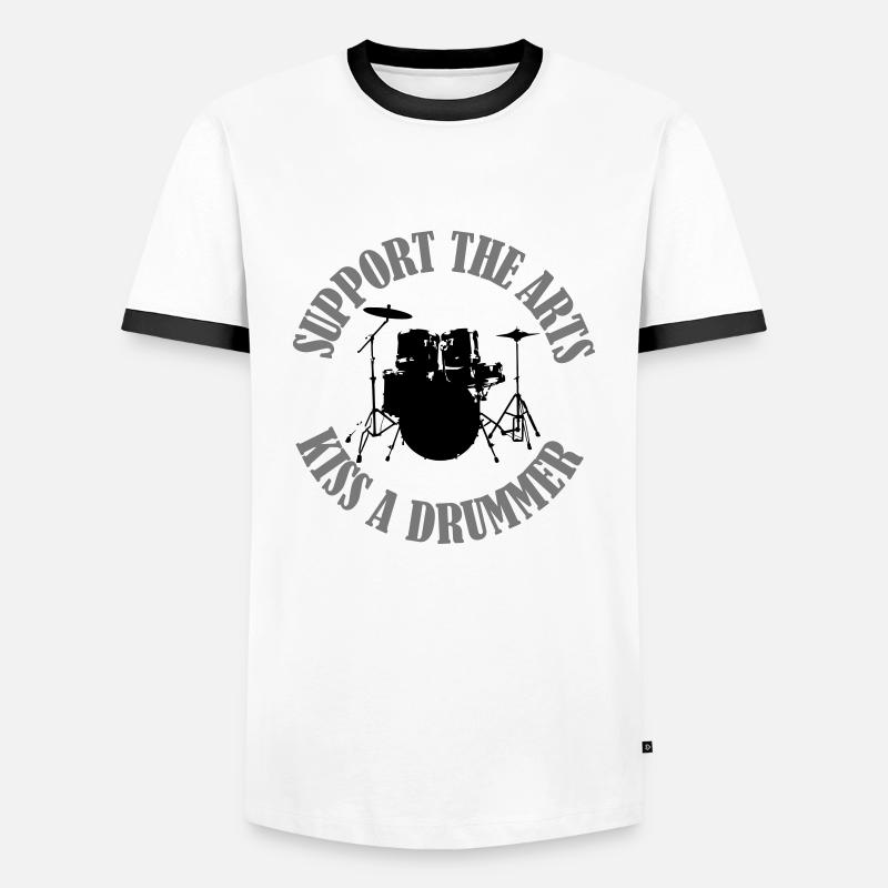 Drumset2 - Männer Kontrast-T-Shirt - Weiß/Schwarz