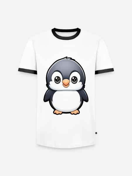 Pinguïn Baby - Mannen contrastshirt - wit/zwart