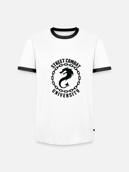 Street Combat University - Männer Kontrast-T-Shirt - Weiß/Schwarz
