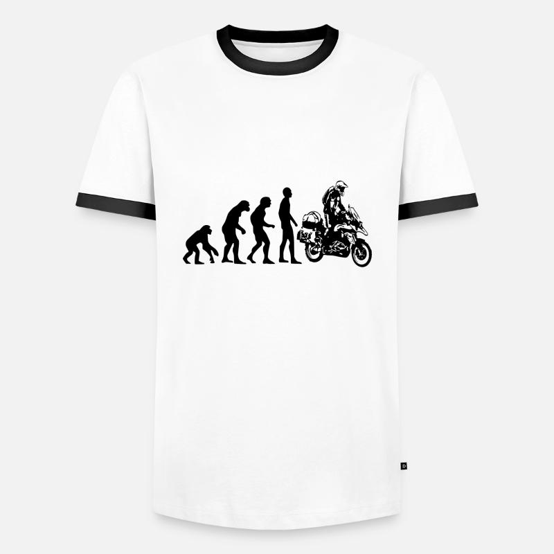 Human Evolution Enduro - Männer Kontrast-T-Shirt - Weiß/Schwarz