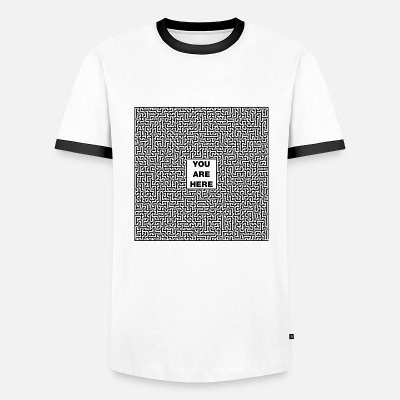 Labyrinth - Männer Kontrast-T-Shirt - Weiß/Schwarz