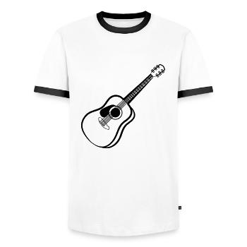 Gitarre Akustik - Männer Kontrast-T-Shirt - Weiß/Schwarz - Vorne - AI Model Female 172 light (172cm) & AI Model Male 178 dark (178cm)