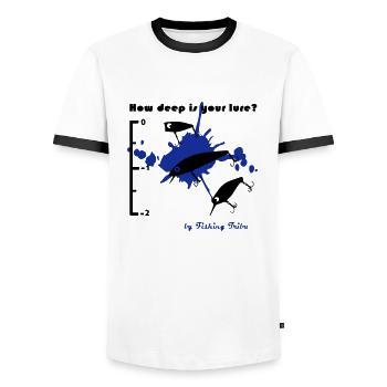 T-shirt How deep is your lure - T-shirt contrasté Homme - blanc/noir - Devant - AI Model Female 172 light (172cm) & AI Model Male 178 dark (178cm)