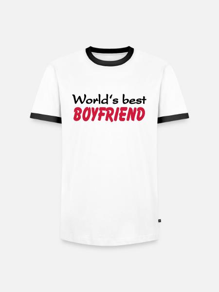 World's best Boyfriend - T-shirt contrasté Homme - blanc/noir