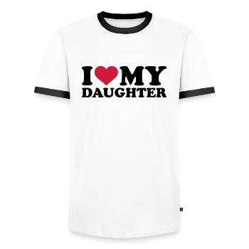 I love my daughter - T-shirt contrasté Homme - blanc/noir - Devant - AI Model Female 172 light (172cm) & AI Model Male 178 dark (178cm)