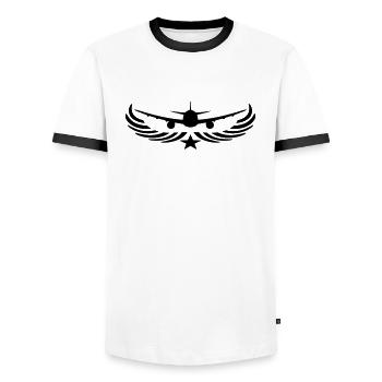 étoile emblème avant avant voler mouche pilote jum - T-shirt contrasté Homme - blanc/noir - Devant - AI Model Female 172 light (172cm) & AI Model Male 178 dark (178cm)