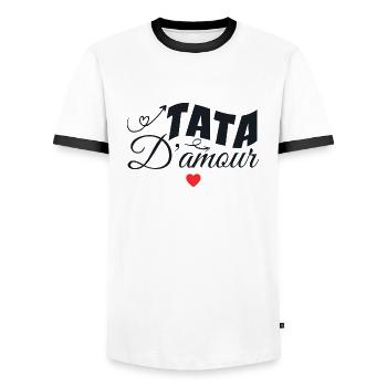 Tata D'amour - T-shirt contrasté Homme - blanc/noir - Devant - AI Model Female 172 light (172cm) & AI Model Male 178 dark (178cm)