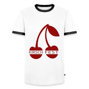 Kirschfest rote Kirschen mit Schriftzug Kirschfest - Männer Kontrast-T-Shirt - Weiß/Schwarz - Vorne - AI Model Female 172 light (172cm) & AI Model Male 178 dark (178cm)