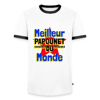 Meilleur papounet du monde - T-shirt contrasté Homme - blanc/noir - Devant - AI Model Female 172 light (172cm) & AI Model Male 178 dark (178cm)