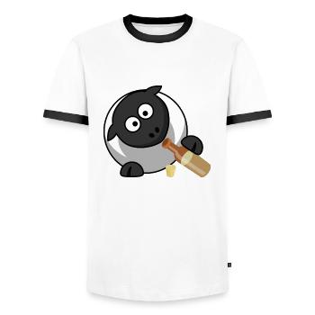 Trinkendes Schaf - Männer Kontrast-T-Shirt - Weiß/Schwarz - Vorne - AI Model Female 172 light (172cm) & AI Model Male 178 dark (178cm)