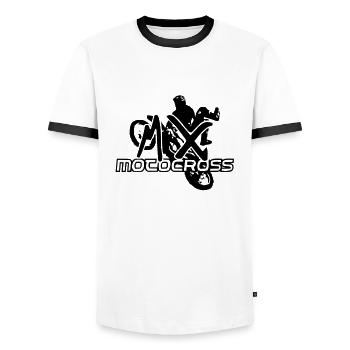 motocross freestyle - Men's Ringer Shirt - white/black - Front - AI Model Female 172 light (172cm) & AI Model Male 178 dark (178cm)