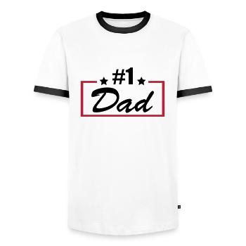 #1 Dad - Männer Kontrast-T-Shirt - Weiß/Schwarz - Vorne - AI Model Female 172 light (172cm) & AI Model Male 178 dark (178cm)