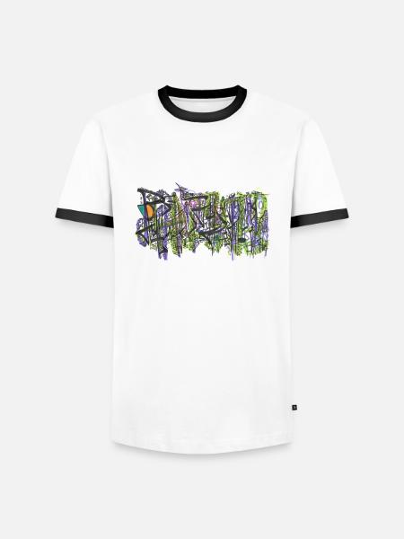 240723 03 - Männer Kontrast-T-Shirt - Weiß/Schwarz
