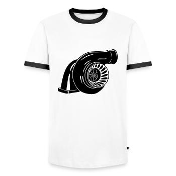 Turbo 2016 - Men's Ringer Shirt - white/black - Front - AI Model Female 172 light (172cm) & AI Model Male 178 dark (178cm)