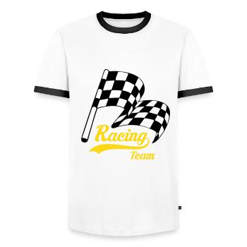 Racing Team 06 - T-shirt contrasté Homme - blanc/noir - Devant - AI Model Female 172 light (172cm) & AI Model Male 178 dark (178cm)