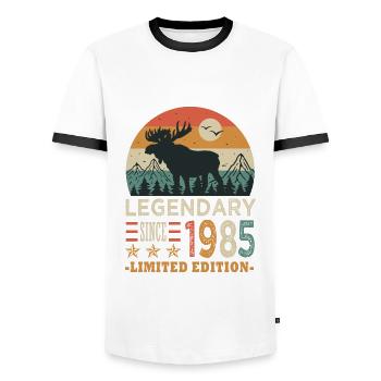 1985 legendary anniversaire Né en 1985 - T-shirt contrasté Homme - blanc/noir - Devant - AI Model Female 172 light (172cm) & AI Model Male 178 dark (178cm)